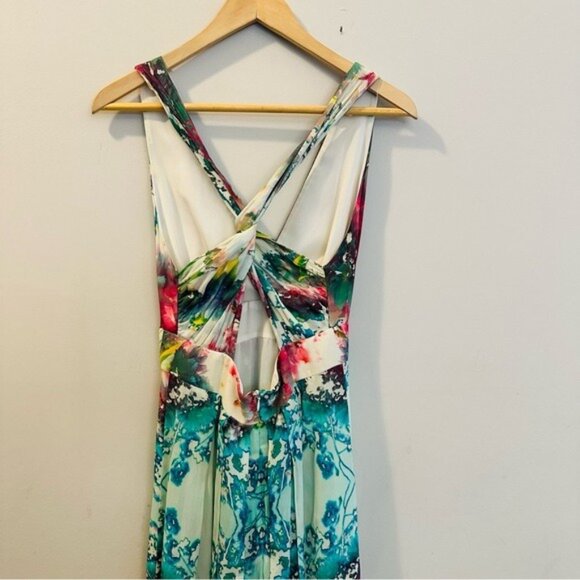 Vintage Y2K Nicole Miller Babydoll Watercolor Maxi Dress Size 2 Made in USA - Picture 6 of 10
